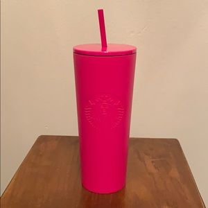 Hot Pink Starbucks Metal Tumbler